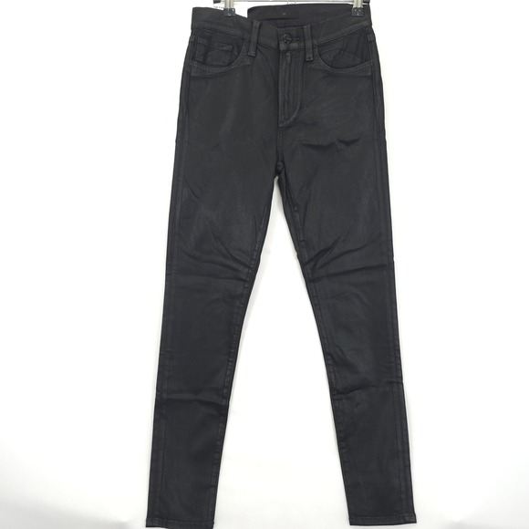 JOE'S Jeans The Charlie High Rise Skinny Ankle Black Coated Women 25 Grunge - Picture 1 of 11